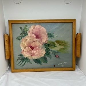 Vintage hand painted wood serving tray